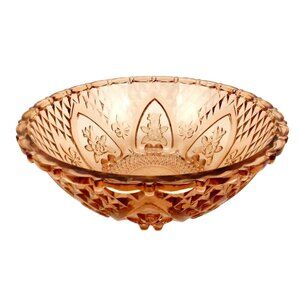 Vintage Pressed Glass Diamonds & Thumbprints Serving Bowl